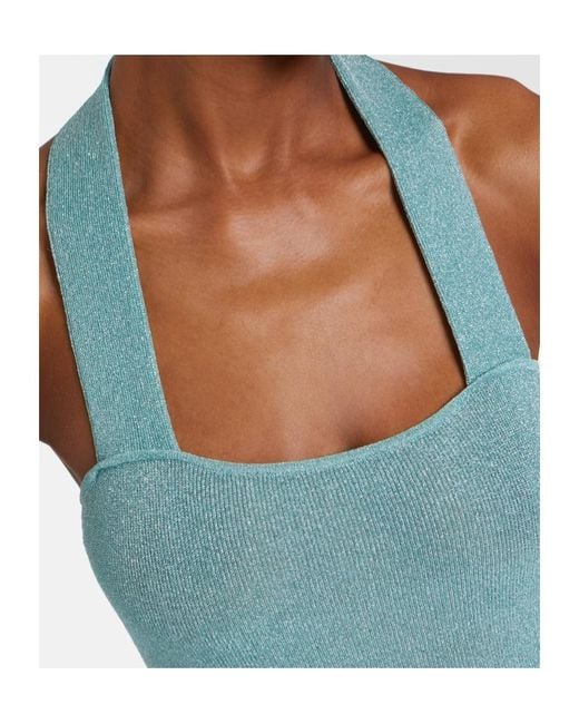 AYA MUSE Blue Knitted Sequined Dress