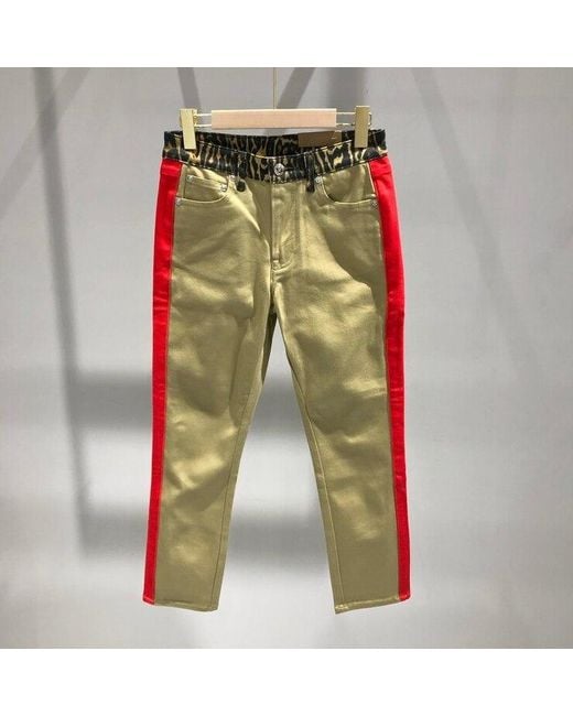 Burberry Red Leopard Print Detail Skinny-Fit Jeans