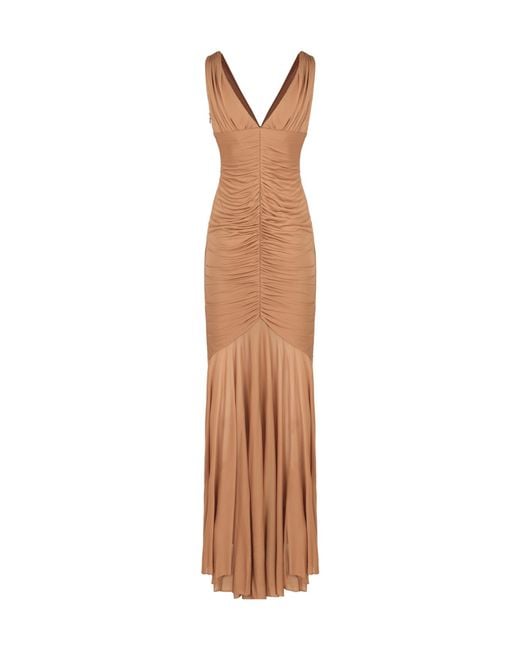 GIUSEPPE DI MORABITO White V-Neck Ruched Dress