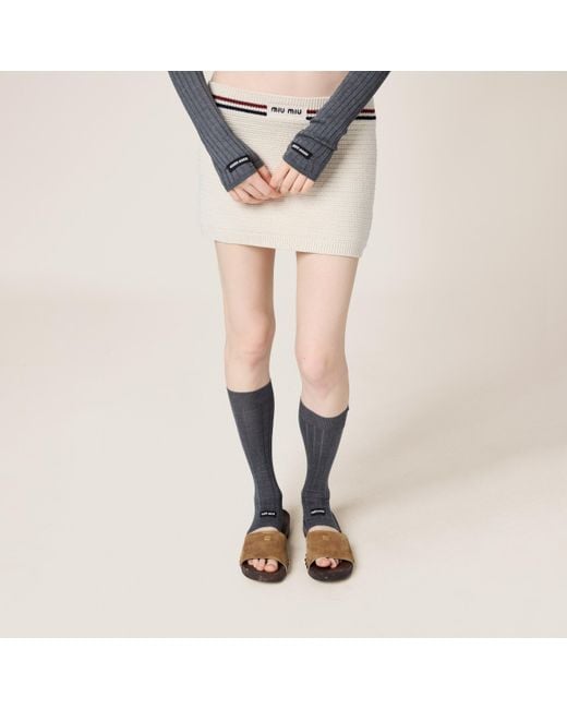 Miu Miu Metallic Cotton Knit Miniskirt