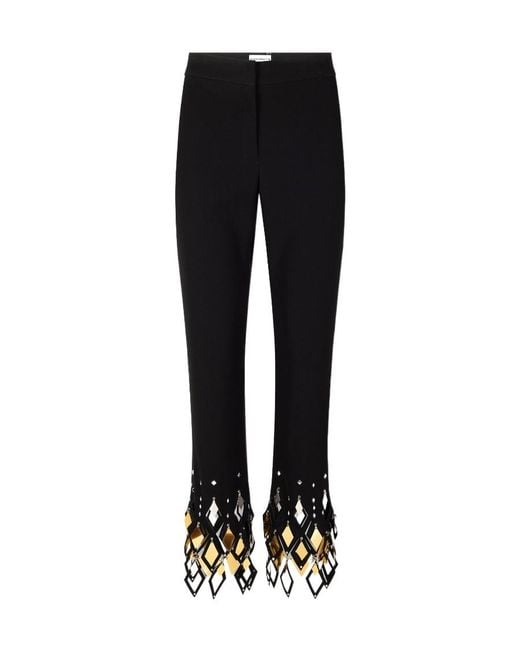 Rabanne Black Studded-Ankles Cropped Trousers