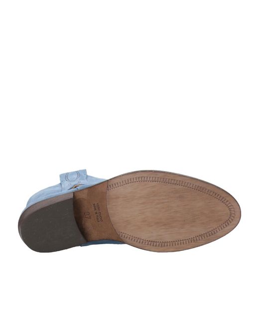 Via Roma 15 Blue Round Head And Ankle Boots