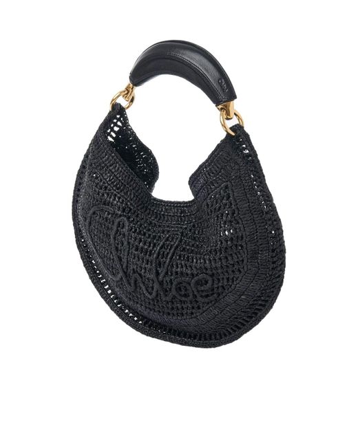 Chloé Blue Chloé Summer Banana Woven Top Handle Bag