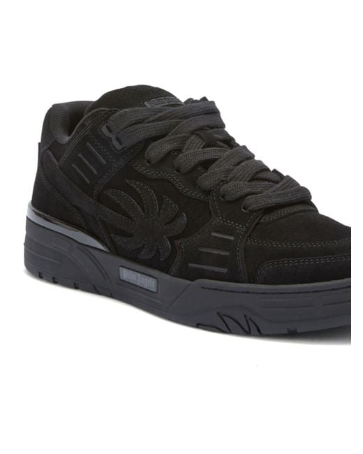 Palm Angels Black Venice Lace-Up Suede Sneakers for men