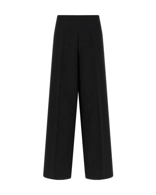 Herno Black Micro Sequin Wide Leg Pants