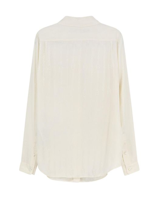 Gucci White Monogram Crepe Long-Sleeve Shirt