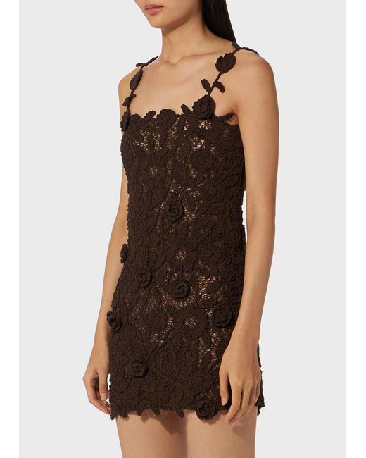 Blumarine Brown Square Neck Floral Corset Mini Dress