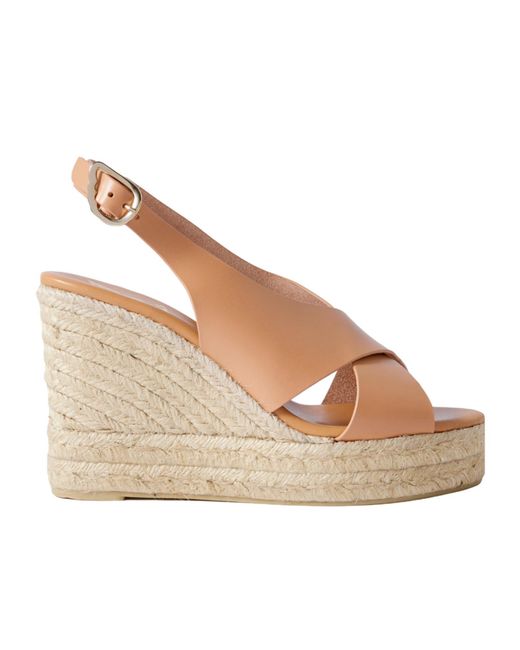 Ancient Greek Sandals Natural Maria Leather Espadrille Wedge Sandals