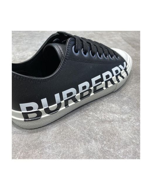 Burberry Black Logo Print Lace-Up Sneakers