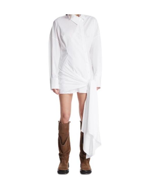 The Attico White The Strapped Shirt Dress