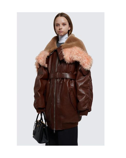 Prada Brown Wool Overcoat With Large Outline