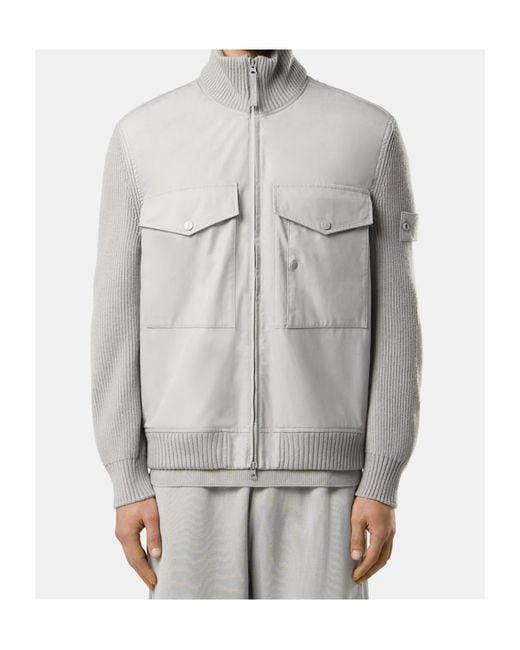 Stone Island Gray Logo-Patch Jacket for men