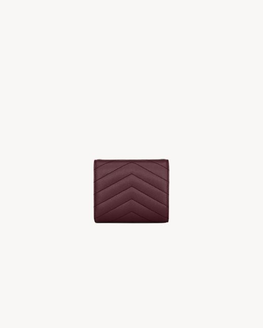 Saint Laurent Purple Le Cassandre Grained Leather Multi-Fold Wallet