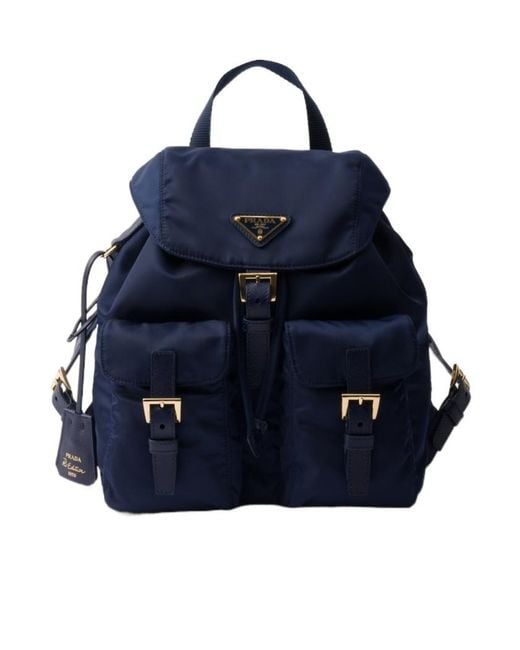 Prada Blue Re-Edition 1978 Logo Plaque Small Backpack