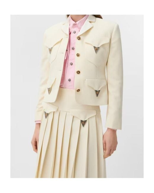 Versace White Appliquéd Tailored Blazer