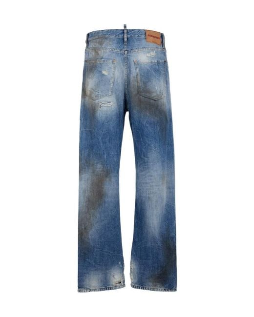 DSquared² Blue Light Dirty Wash Loose Twist Jeans for men