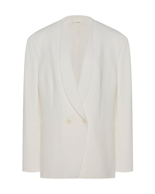 The Row White Alda Double-Breasted Suit Jacket