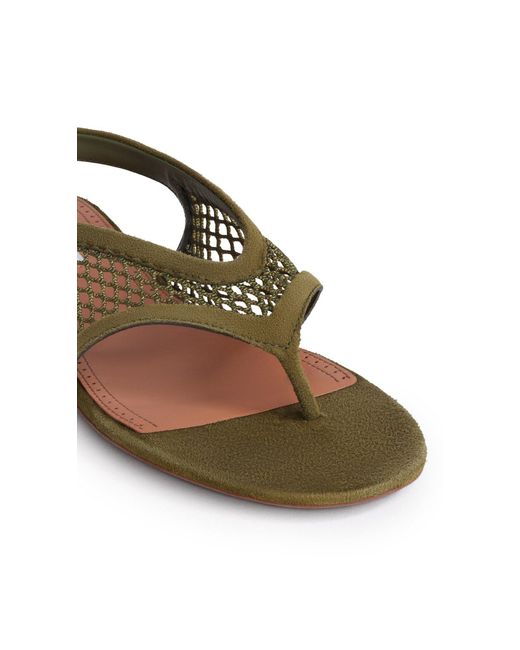 Alaïa Green Fishnet Flat Sandals
