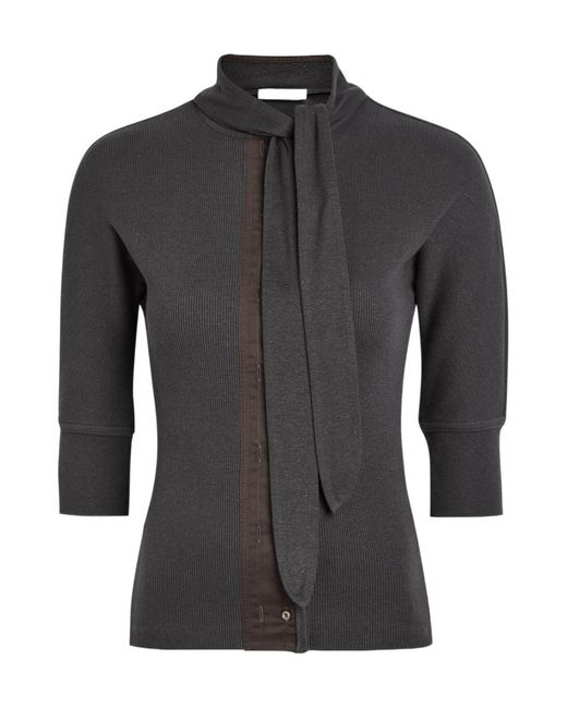 Lemaire Black Ascot Ribbed Cotton-Blend T-Shirt