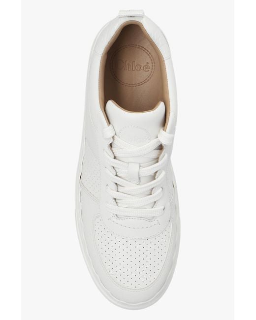 Chloé White Lace-Up Leather Sneakers