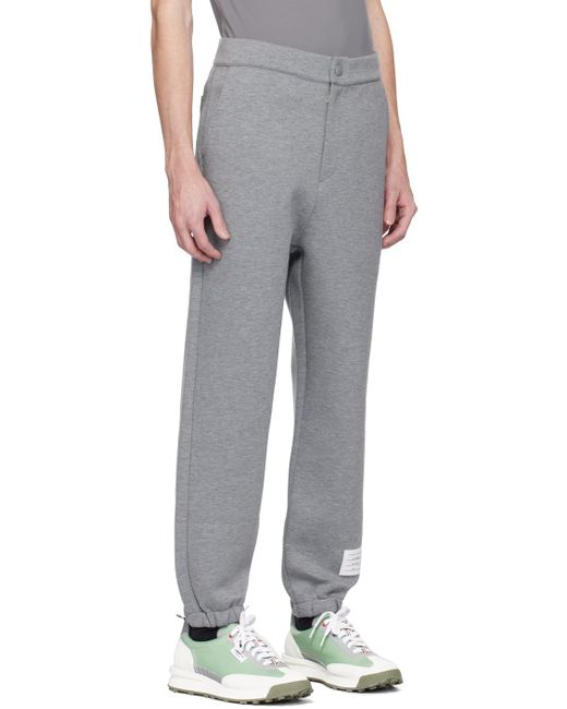 Thom Browne Gray Logo-Patch Track Pants for men