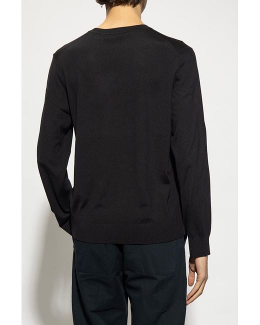 Theory Black Long-Sleeved Crewneck Knit Jumper for men