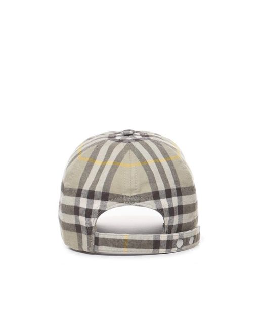 Burberry Gray Check Pattern Baseball Cap for men