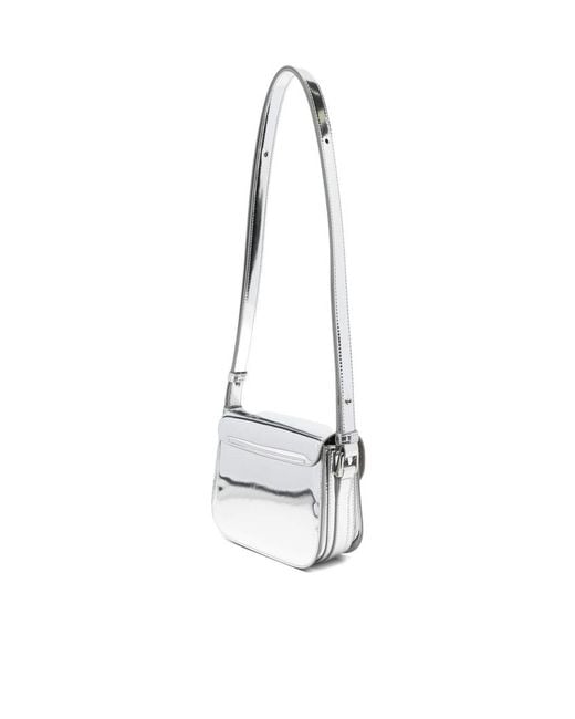 A.P.C. White Turnlock Foldover Top Shoulder Bag