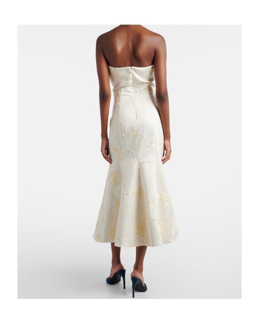 ROTATE BIRGER CHRISTENSEN White Bridal Floral-Appliqué Satin Midi Dress
