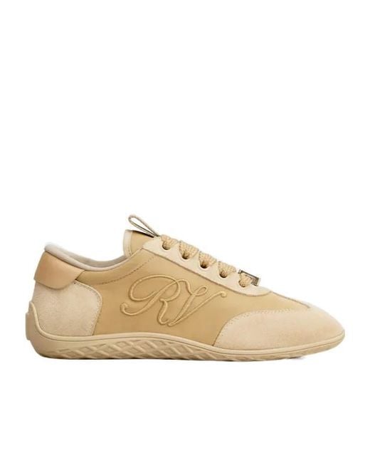 Roger Vivier Natural Viv Low Embroidered-Logo Sneakers