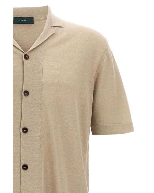 Zanone Natural Lapel Short-Sleeved Shirt for men
