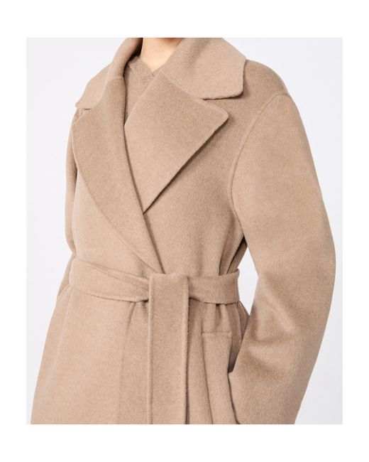 Max Mara Natural Double Wool And Cashmere Robe Coat