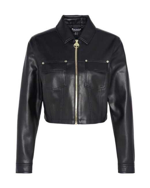 Barbour Black Aria Faux-Leather Jacket