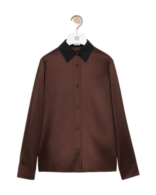 Loewe Brown Long-Sleeved Satin Shirt