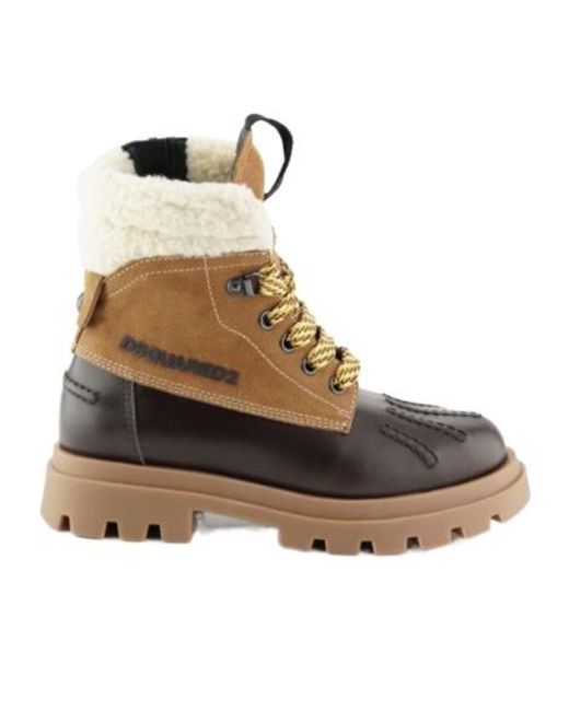 DSquared² Brown Round-Toe Ankle Boots