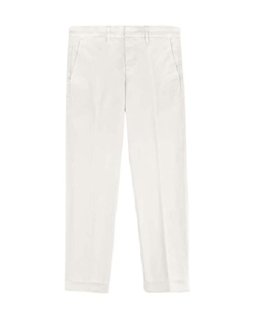 Fay White Slim-Cut Tailored Trousers for men