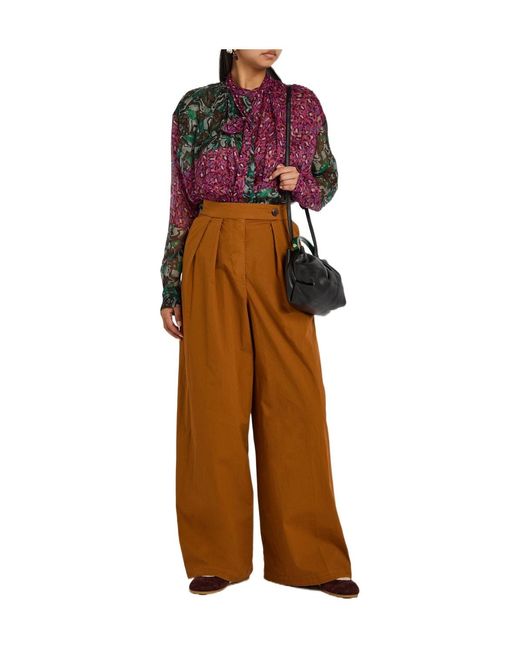 Dries Van Noten Brown Pamplona Wide-Leg Stretch-Cotton Poplin Trousers