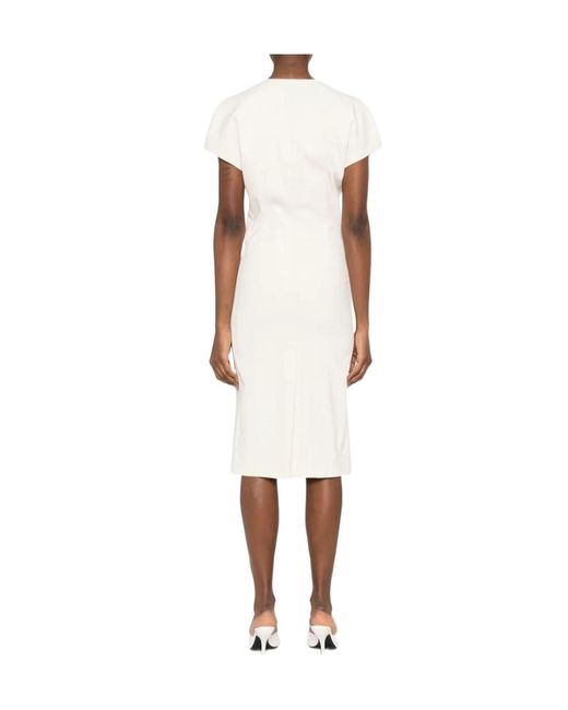Patrizia Pepe White V-Neck Short-Sleeve Dress