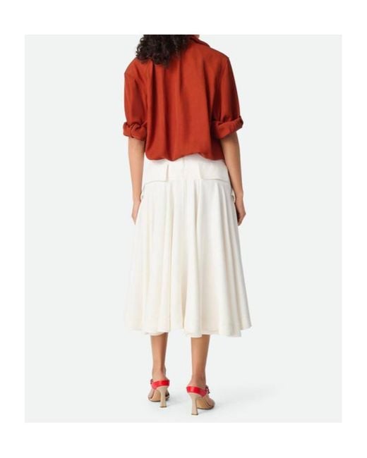 Bottega Veneta White Pleated Midi Skirt