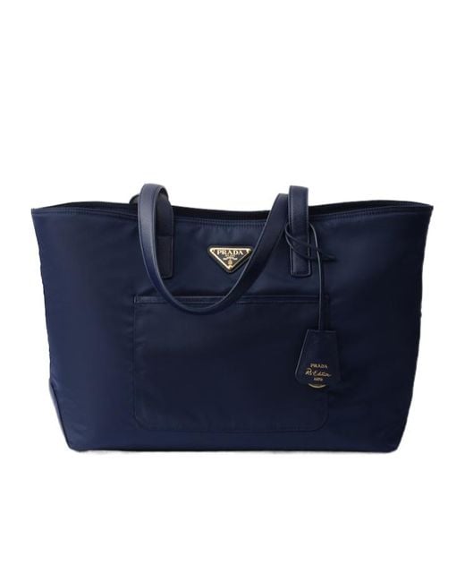 Prada Blue Re-Edition 1978 Medium Re-Nylon And Saffiano Leather Tote Bag
