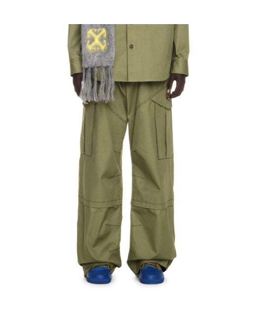 Off-White c/o Virgil Abloh Green Logo Embroidered Straight Leg Pants for men