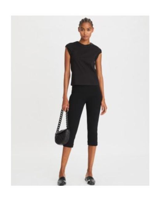Tory Burch Black Cropped High-Waisted Leggings