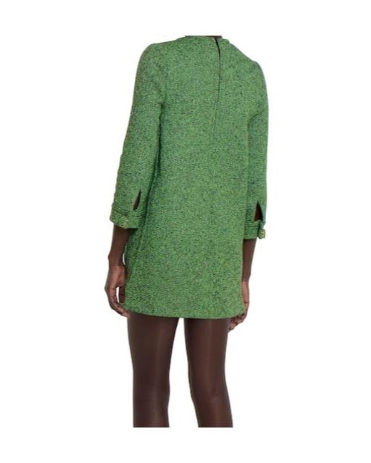Gucci Green Mouline Long-Sleeve Dress