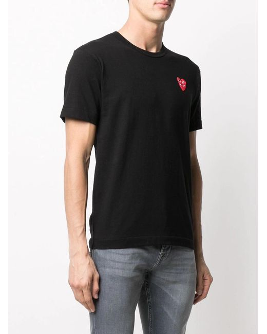 COMME DES GARÇONS PLAY Black Embroidered-Logo Cotton T-Shirt for men