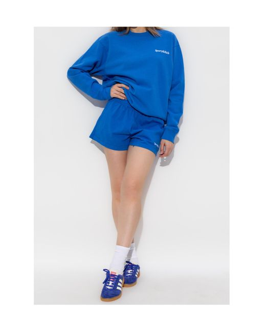Sporty & Rich Blue Logo Athletic Shorts
