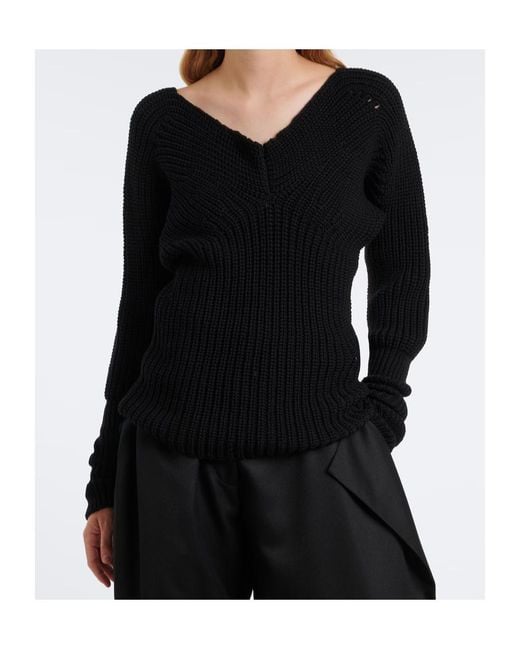 Lemaire Black Ribbed-Knit Wool Sweater