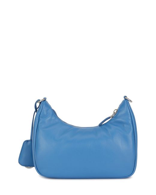 Prada Blue Logo Plaque Chain-Linked Shoulder Bag