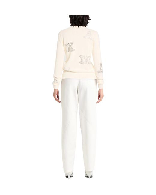Max Mara White Solid Lightweight Cashmere Knit Sweater