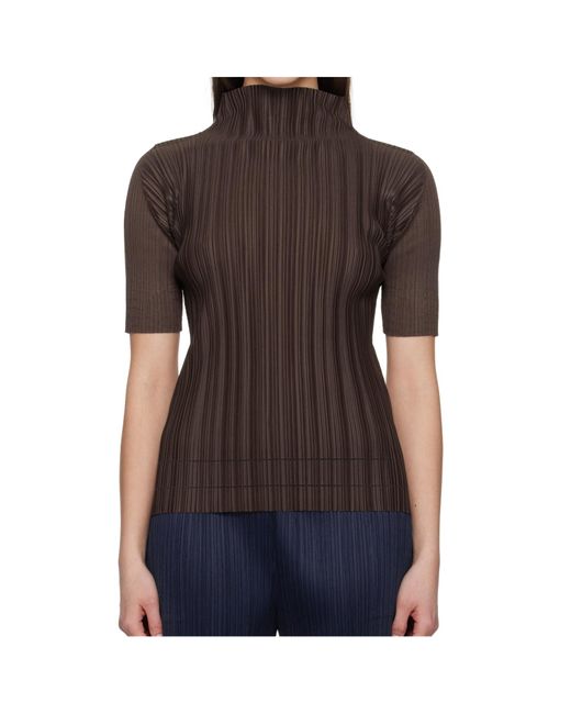 Pleats Please Issey Miyake Brown Turtleneck Sweater