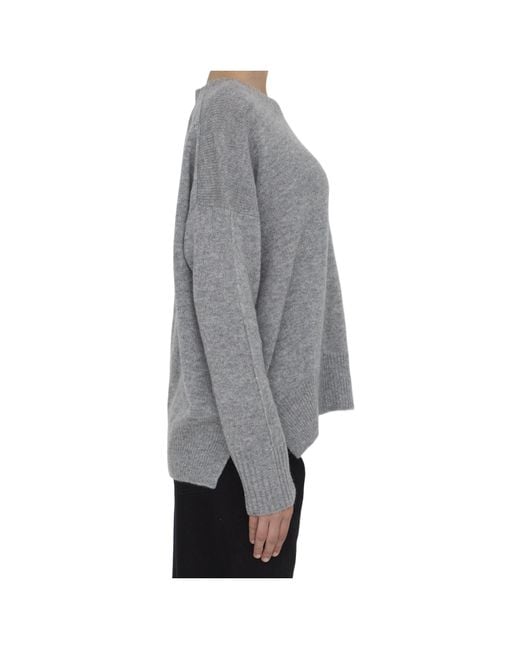 Allude Gray Crewneck Knitted Sweater